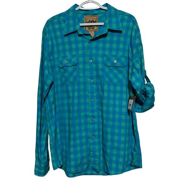 Red Camel Men's Long‎ Sleeve Button Front Paris Turquoise Shirt Size XL - Picture 1 of 4